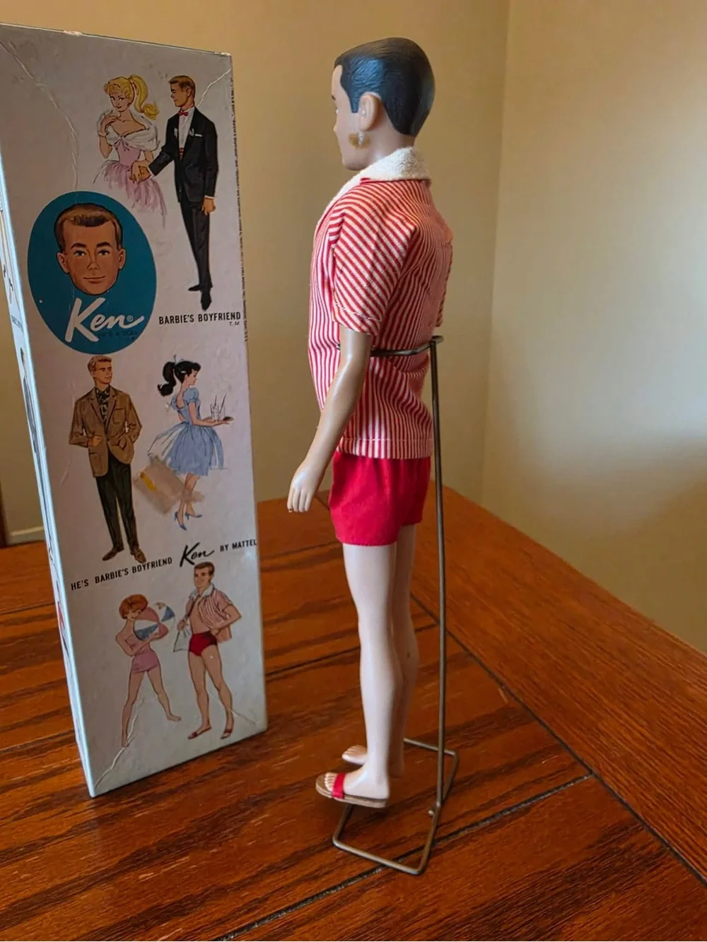 Mattel Ken Doll in Red and White Striped Shirt with Red Shorts